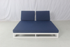 Commercial outdoor pool beach white aluminum double daybed with navy blue cushion