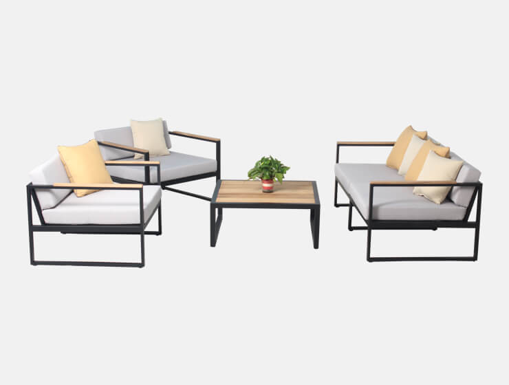 Aluminum black simple resort outdoor sofa set