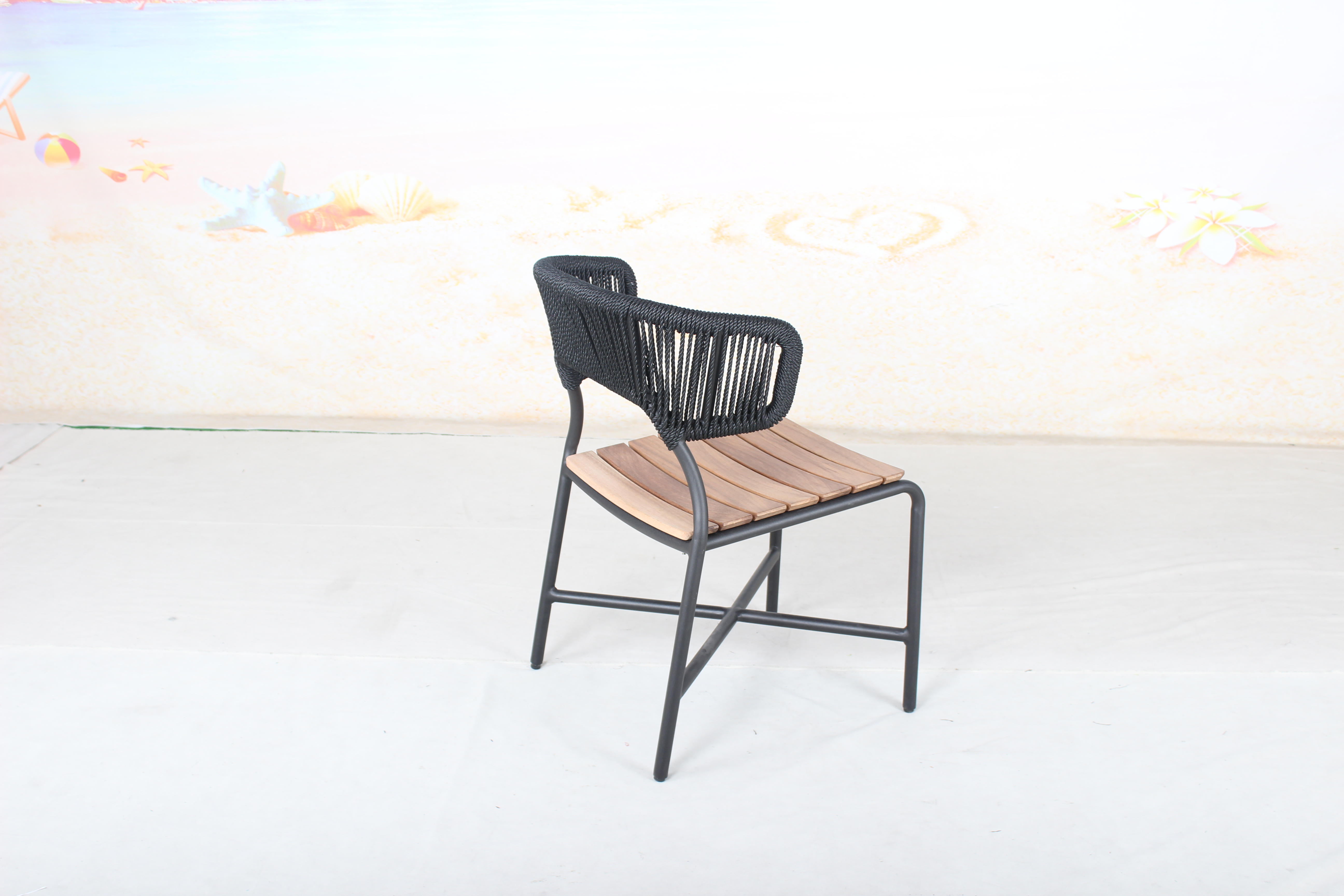 Black rope patio dining chair
