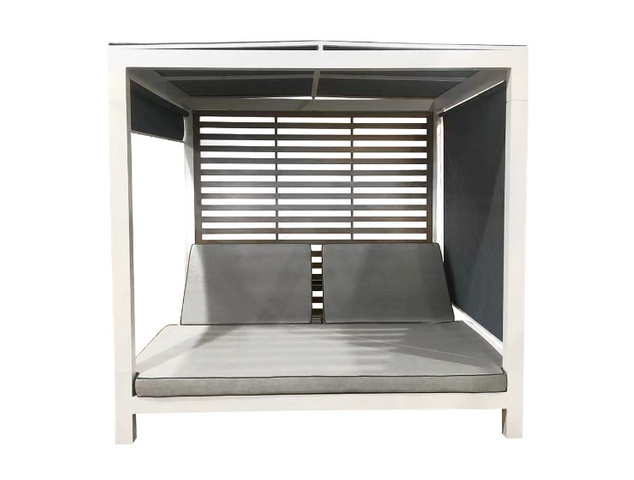White aluminum outdoor canopy daybed
