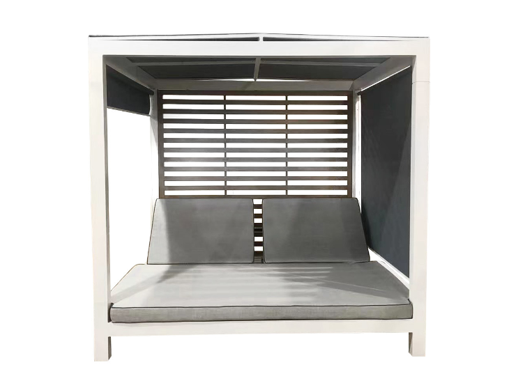 White aluminum outdoor canopy daybed