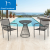 Outdoor garden 3 pieces black aluminum cafe round table chairs set furniture