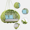 Luxury resort outdoor patio green rope round hanging daybed