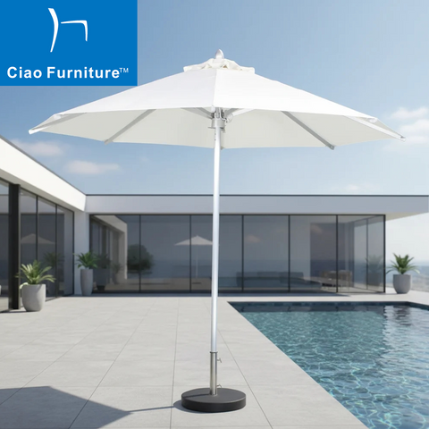 Big size white beach sun umbrella