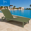 All weather resort poolside green PE rattan reclining outdoor sun lounger