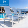 Outdoor cruise pool deck high back aluminum textilene fabric arm chair