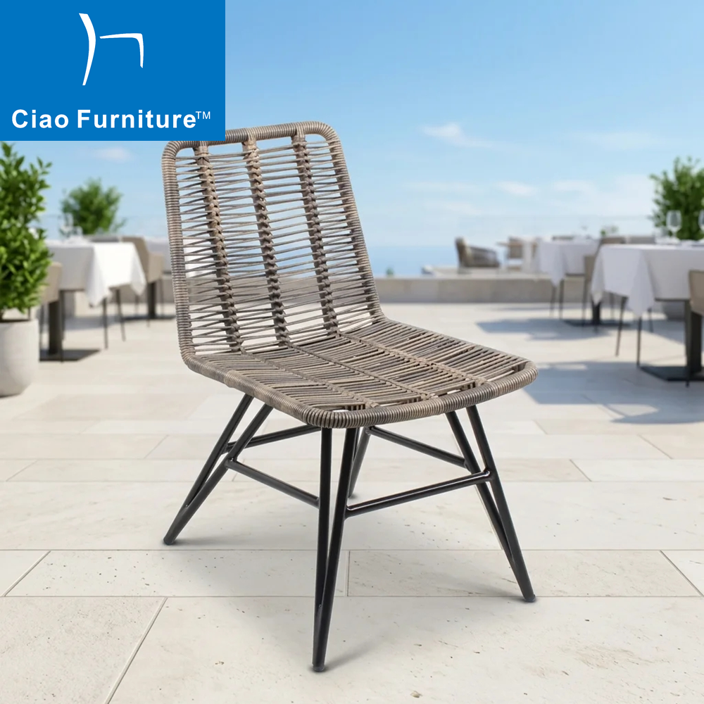 Foshan outdoor restaurant furniture wicker armless garden dining chair