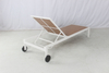 Resort pool outdoor white aluminum PS wood sun lounger with wheels