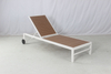 Resort pool outdoor white aluminum PS wood sun lounger with wheels
