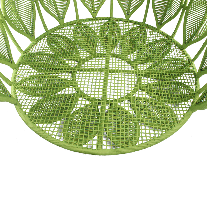 Luxury resort outdoor patio green rope round hanging daybed