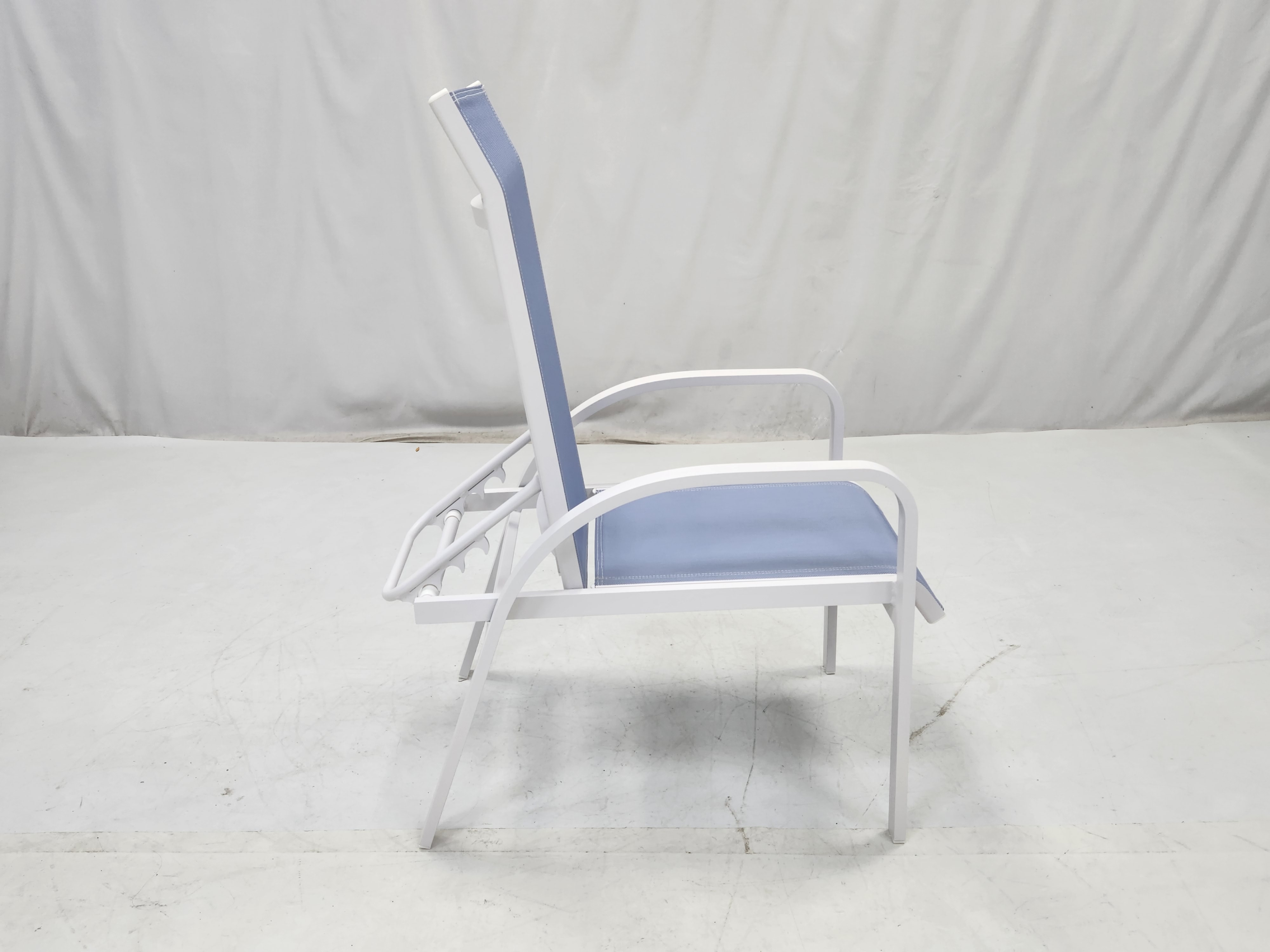 Outdoor cruise pool deck high back aluminum textilene fabric arm chair