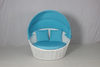 Beach club pool side outdoor rattan round daybed with blue canopy