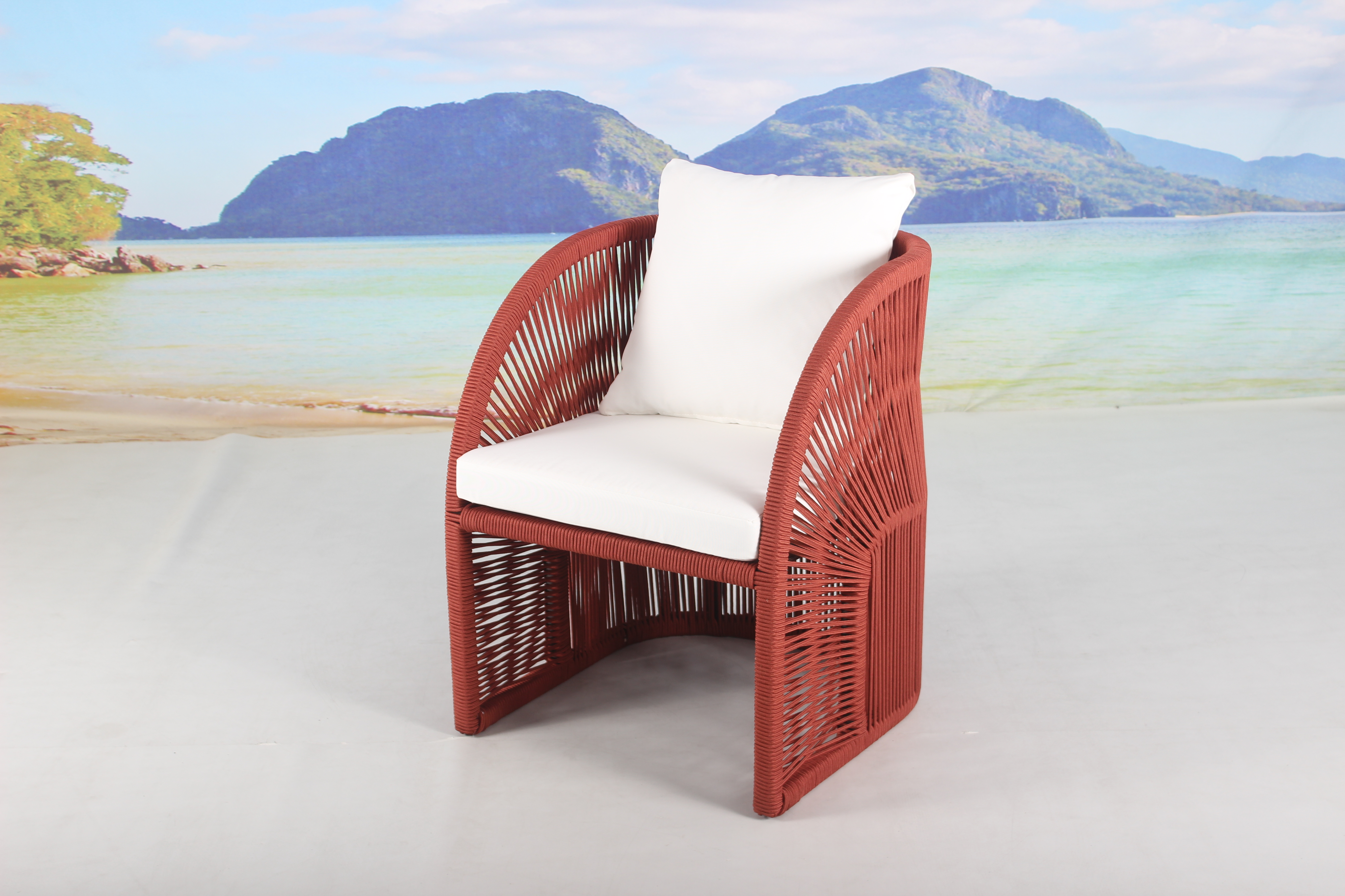 Modern garden balcony red rope woven dining chair