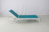 Resort pool furniture white aluminum stackable sling chaise lounge chair