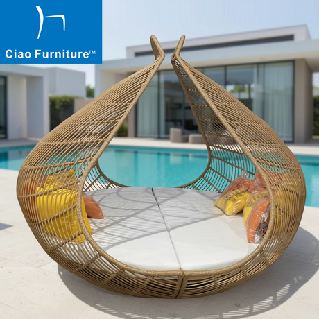 Modern outdoor pool rattan daybed furniture 
