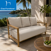 Luxury solid teak wood outdoor garden balcony 2 seater sofa with thick cushion