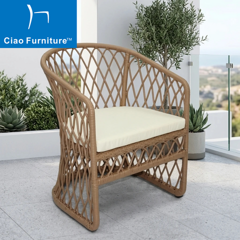 Patio restaurant PE rattan dining armchair