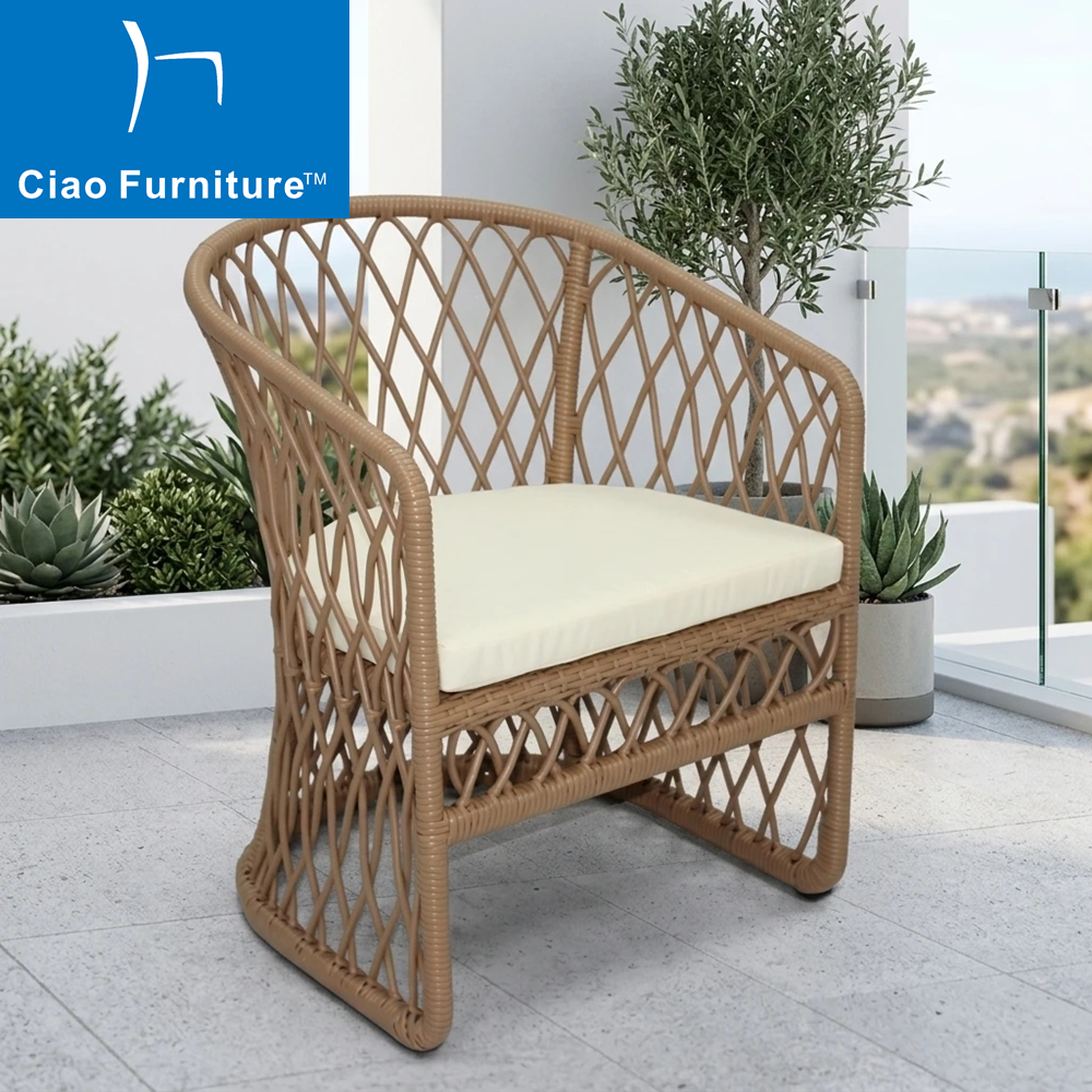 Patio restaurant PE rattan dining armchair