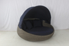 Foshan hotel outdoor pool side rattan daybed with blue canopy