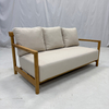 Luxury solid teak wood outdoor garden balcony 2 seater sofa with thick cushion