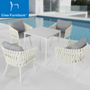 Modern outdoor white aluminum terrace square dining table 4 chairs set