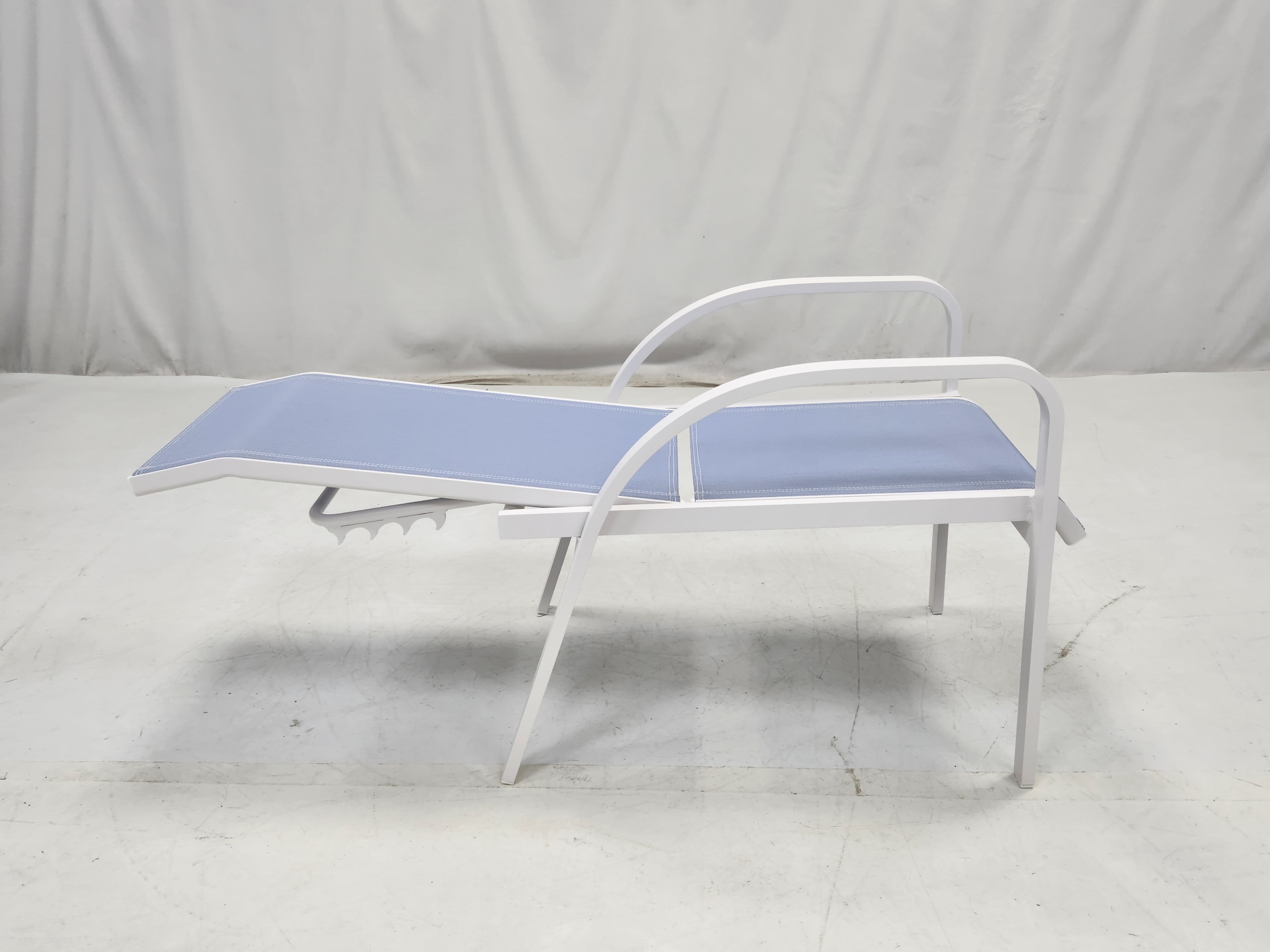 Outdoor cruise pool deck high back aluminum textilene fabric arm chair