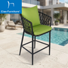 Black aluminum frame garden bar chair with green cushion