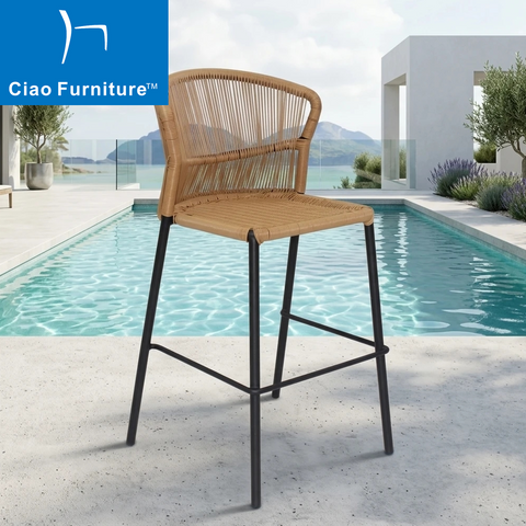 Patio restaurant wicker high bar stool