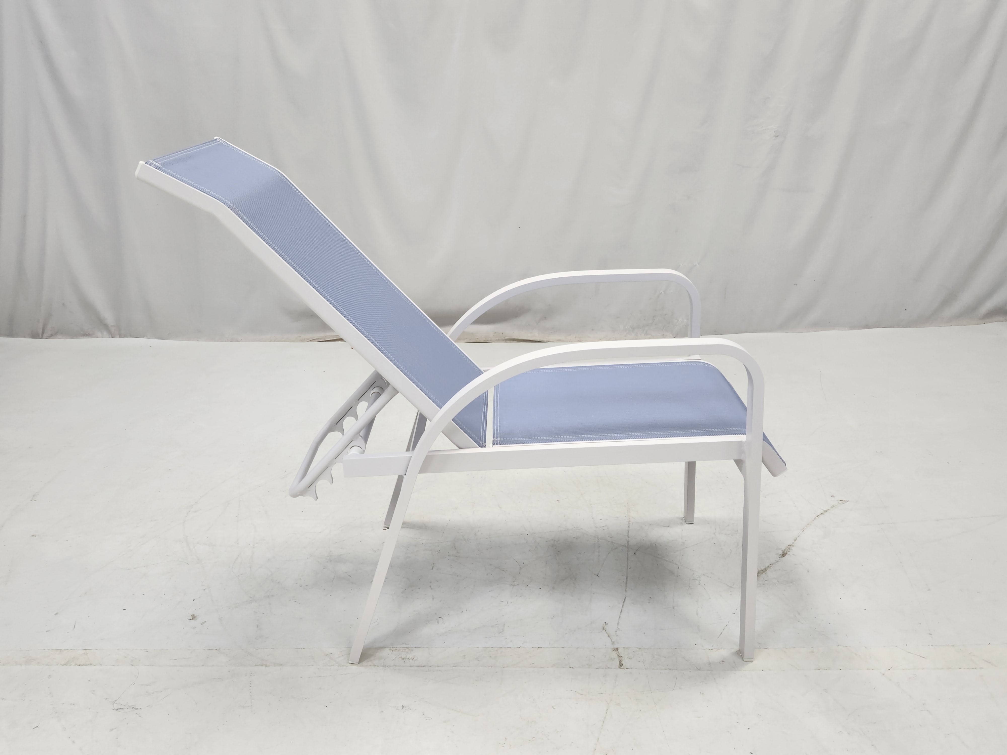 Outdoor cruise pool deck high back aluminum textilene fabric arm chair