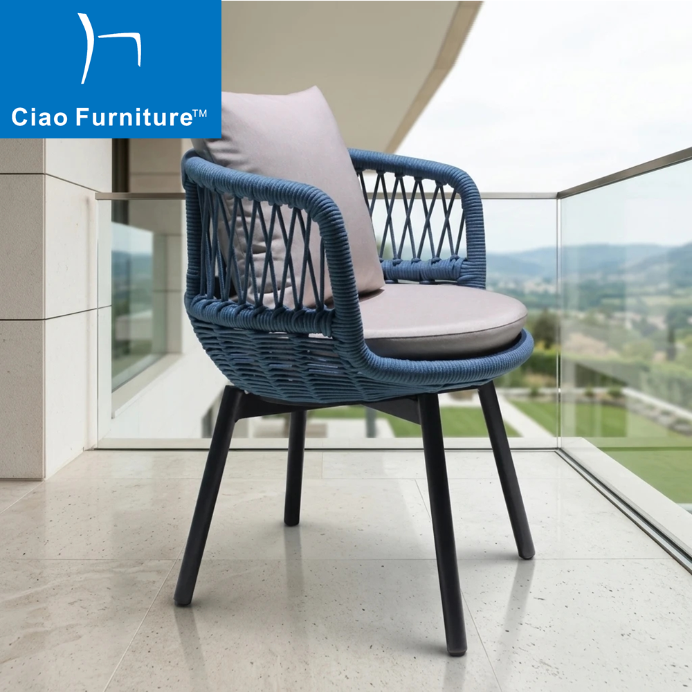 Blue rope garden balcony dining arm chair