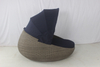 Foshan hotel outdoor pool side rattan daybed with blue canopy