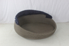 Foshan hotel outdoor pool side rattan daybed with blue canopy