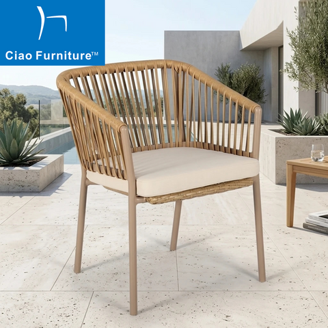 Patio outdoor restaurant rattan dining arm chair