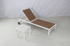 Resort pool outdoor white aluminum PS wood sun lounger with wheels