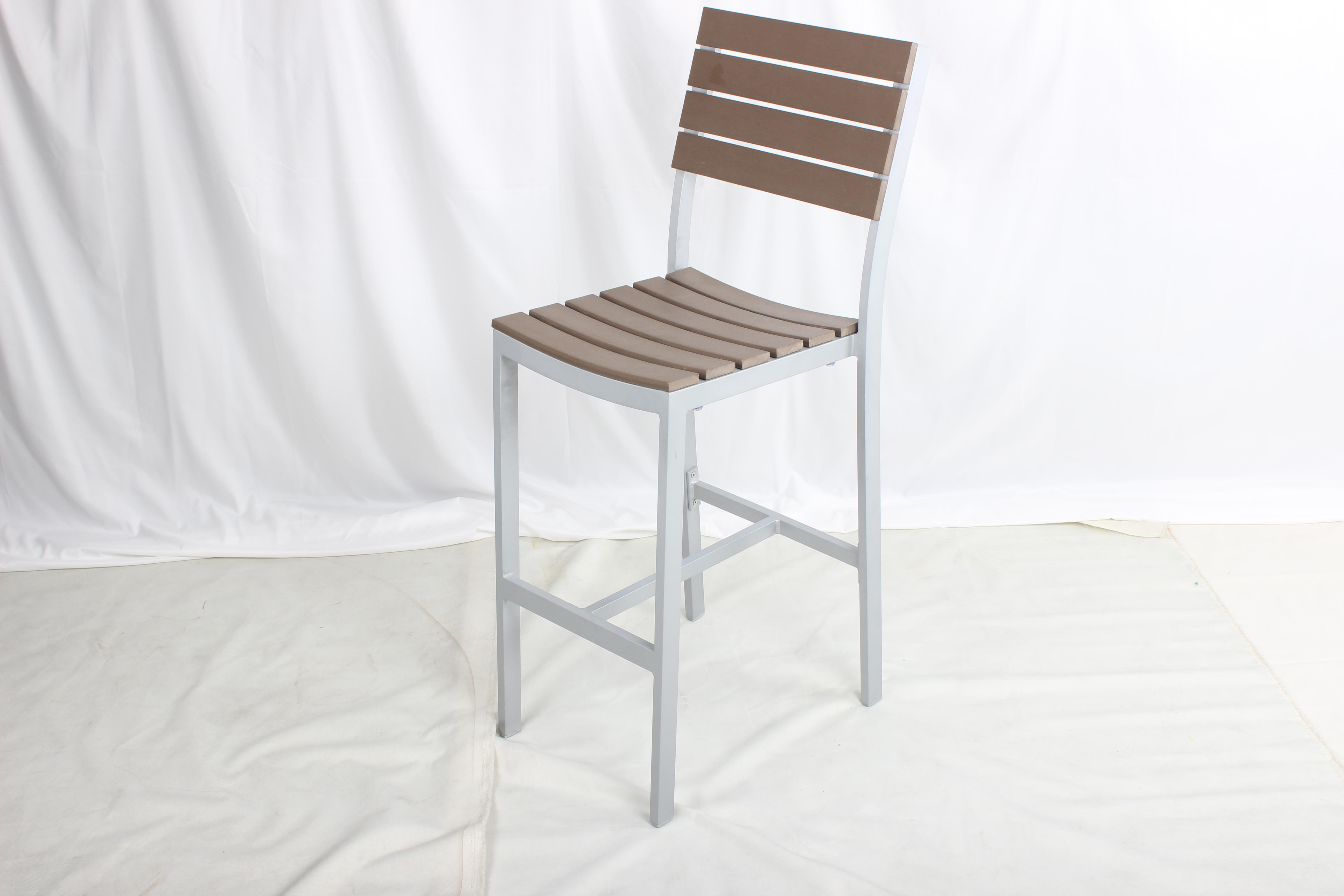 Outdoor patio aluminum armless WPC bar chair