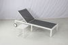 Commercial white aluminum pool chaise lounge chair with side table 