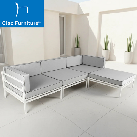 White aluminium garden sectional sofa set
