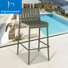 Nordic garden patio green aluminum outdoor armless bar height chair