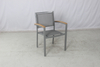 Grey 3 pieces resort outdoor balcony furniture set aluminum square dining table chairs 