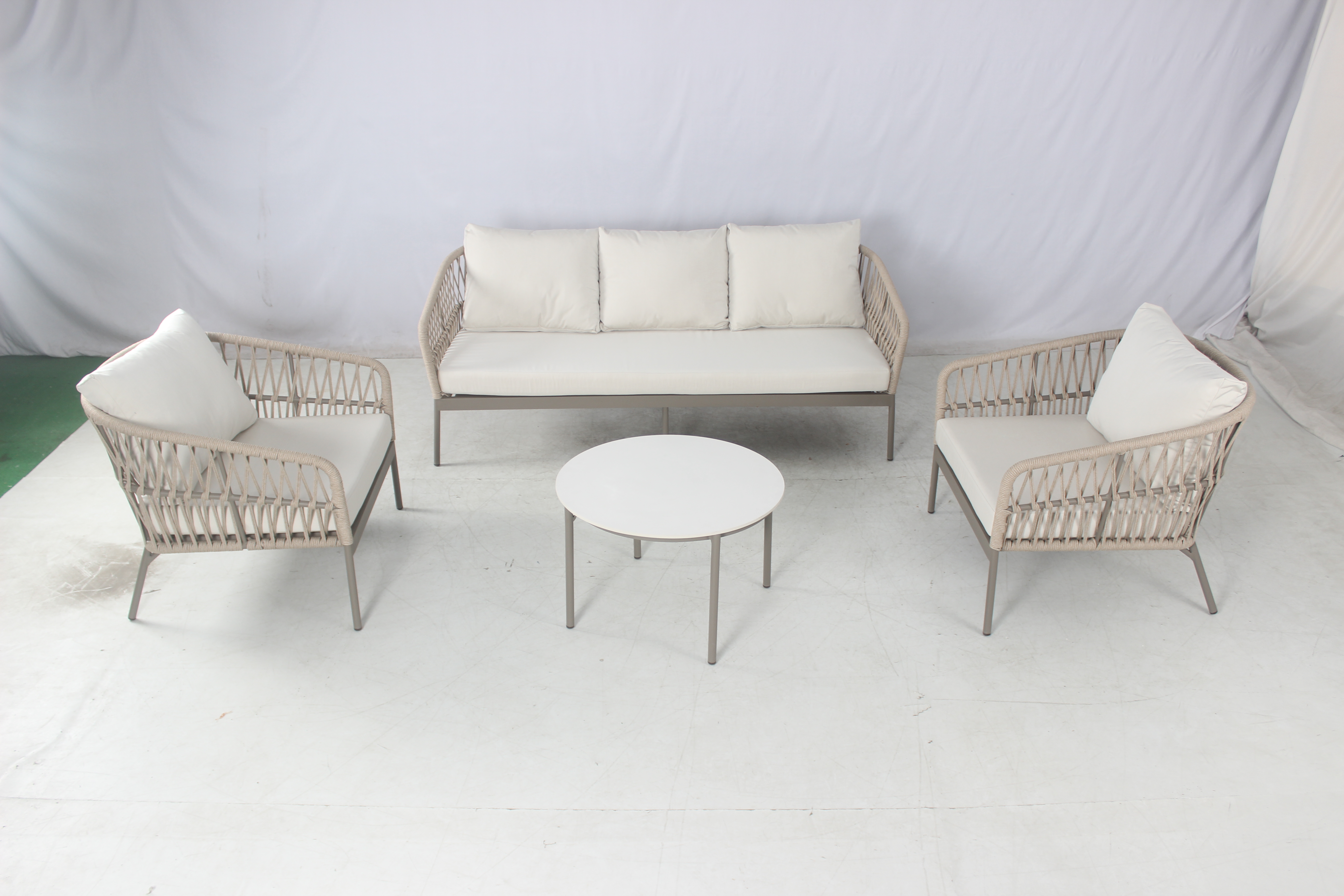 Modern apartment balcony furniture outdoor 5 seater rope sofa