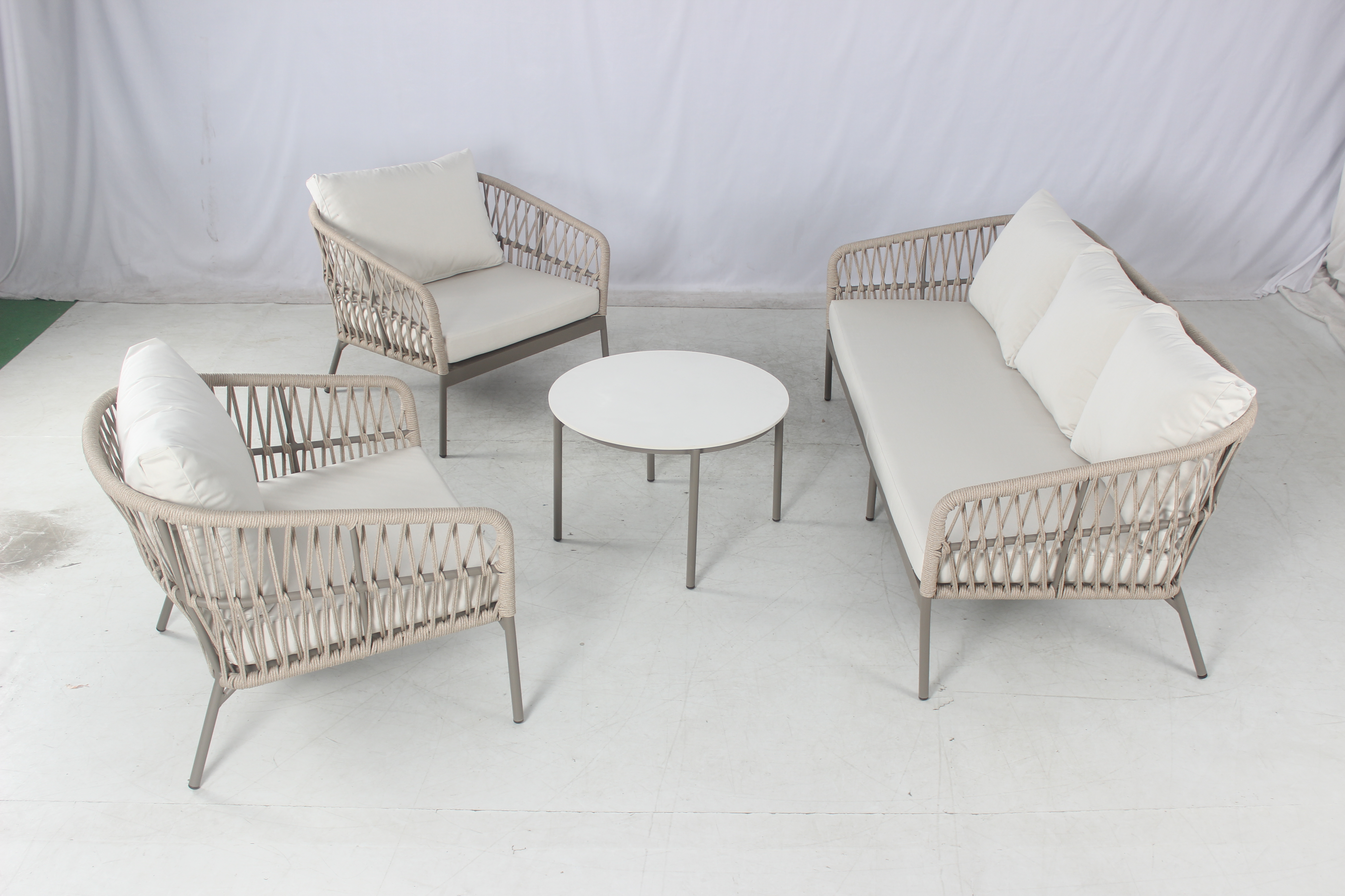 Modern apartment balcony furniture outdoor 5 seater rope sofa