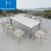 7 pieces patio furniture outdoor sintered stone top dining table rope chairs set